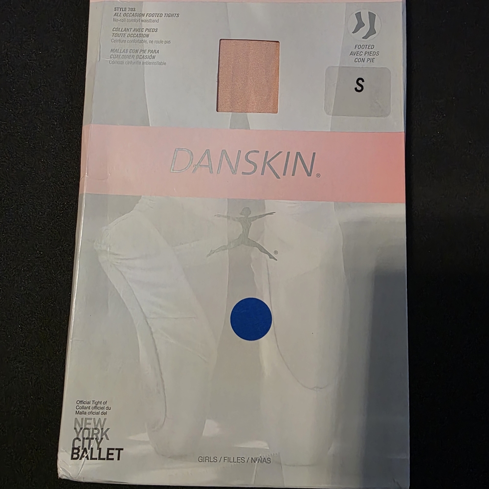 Danskin Girls Pink and White Ballet Tights Packaging